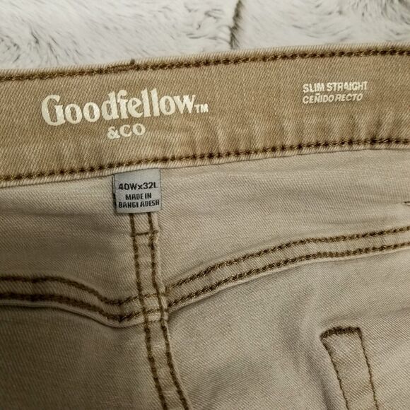 Goodfellow Co Jeans Mens 40×32 Brown Slim Straight Total Flex Medium Wash Denim - Picture 13 of 13